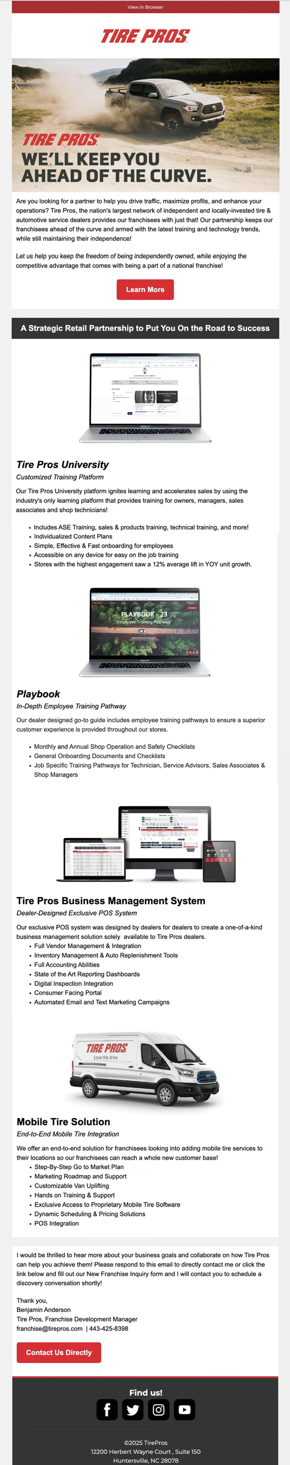 Legacy franchise email mockup